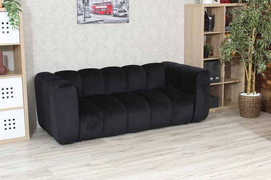 Sofa dwuosobowa do recepcji nowoczesna SOMA 2 tapicerowana czarnym welurem
