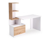 Biurko MISO w kolorze białym z akcentami dębu artisan