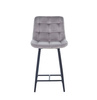 Welurowe krzesło do wyspy niskie PROXI pikowane szare na czarnych nogach