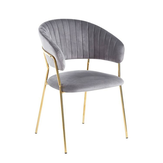 Eleganckie krzesło do jadalni w stylu glamour MARGO  2 szary welur / złoty