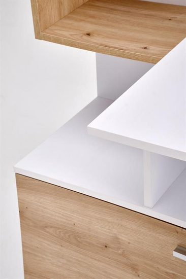 Biurko MISO w kolorze białym z akcentami dębu artisan