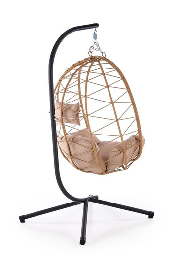 Stylowy fotel ogrodowy SNAKE w kolorze naturalnym z beżowymi poduszkami