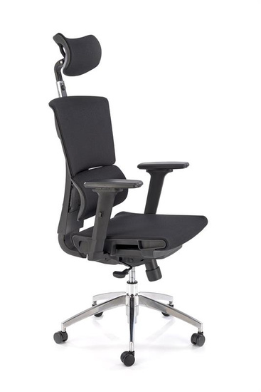 Ergonomiczny fotel gabinetowy MARCUS w kolorze czarnym z aluminiową podstawą