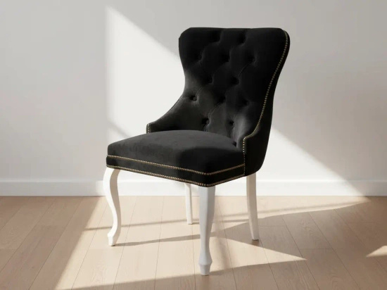 Tapicerowane krzesło pikowane GOLDI ludwik w stylu glamour