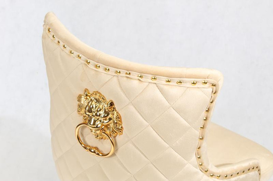 Krzesło z kołatką do jadalni glamour BENTO beżowy/złoty