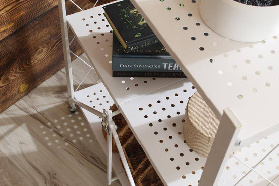 Metalowy regał składany z trzema półkami BRUNO 3P biały