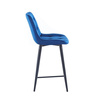 Welurowe krzesło barowe niskie PROXI pikowane granatowe na czarnych nogach