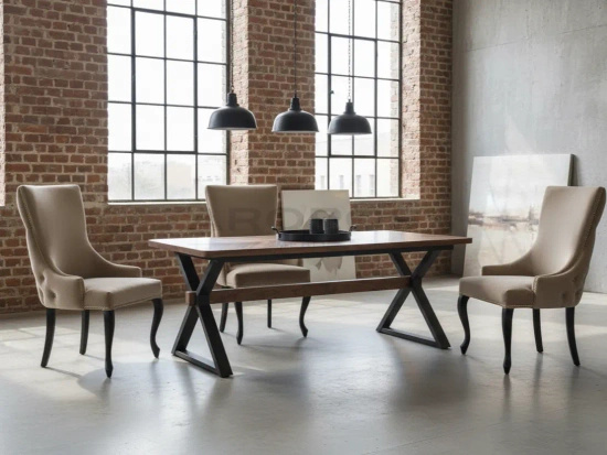 Stół rozkładany BARON z orzechowym blatem i czarnymi nogami