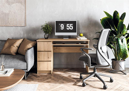 Biurko CINO w odcieniu dąb artisan z szufladami