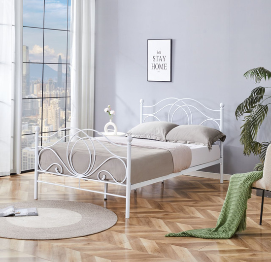 Łóżko metalowe ALICE 120 w białym kolorze 120x200 cm