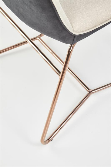 Krzesło K390 kremowe z ciemnopopielatym akcentem i złotą podstawą 
