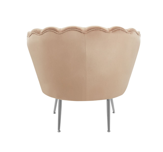 Fotel wypoczynkowy muszla VIDAL z weluru | tapicerka ciemny beż, srebrne nóżki