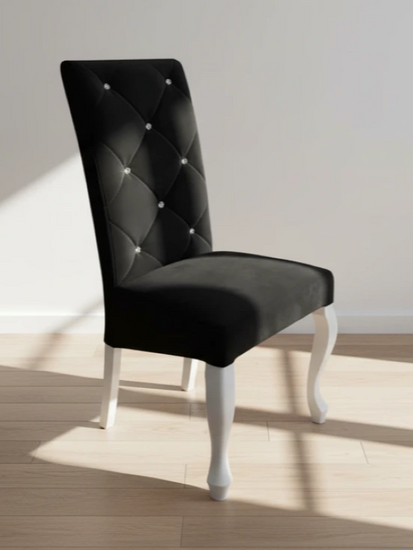 Tapicerowane krzesło MAESTRO z pikowanym oparciem i drewnianymi nogami