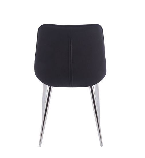 Welurowe Krzesło do jadalni IVO czarne ze srebrnymi nogami