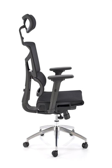 Ergonomiczny fotel gabinetowy MARCUS w kolorze czarnym z aluminiową podstawą