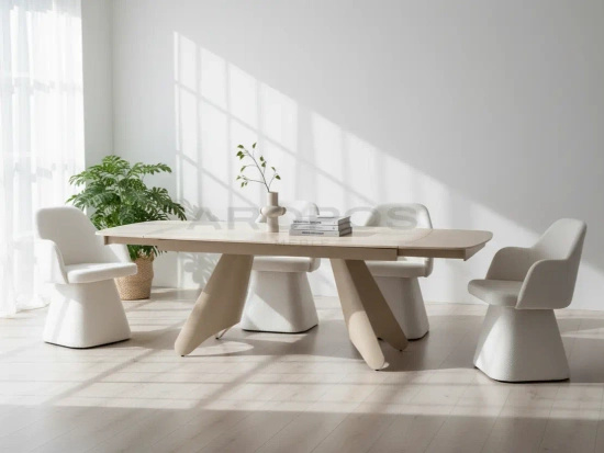 Stół rozkładany SALIX w wykończeniu trawertyn / kaszmir