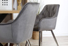 Krzesło fotelowe z podłokietnikami AURORA | szary welur, chromowane nogi, pikowana tapicerka
