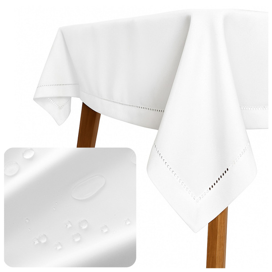 Obrus Plamoodporny z Mereżką Hanah Biały 150x350