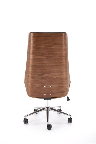 Fotel gabinetowy WEBSTER czarna ekoskóra z orzechowym wykończeniem 