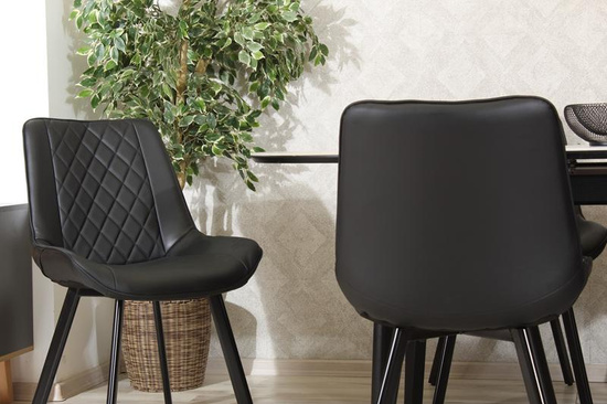Tapicerowane krzesło do jadalni DORA | czarna ekoskóra