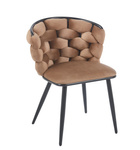 Krzesło ze splotem na oparciu MIRELLA w ciemnobeżowym kolorze