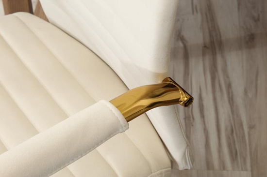 Welurowy fotel biurowy DORIAN kremowy na złotym stelażu