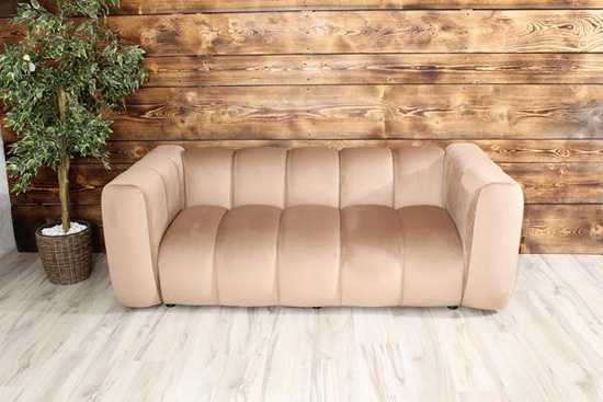 Sofa dwuosobowa welurowa na recepcję nowoczesna SOMA 2 tapicerowana ciemny beż