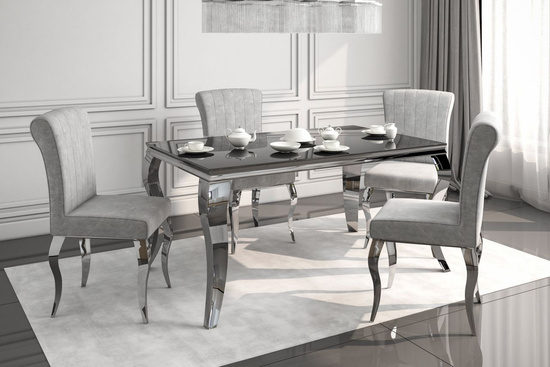 Stół glamour VENLO czarny ze srebrnymi nogami