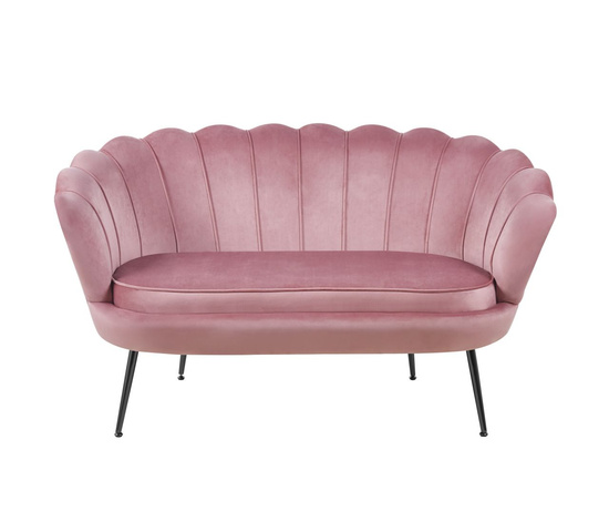 Sofa VIDAL w różowym welurze na czarnych nóżkach