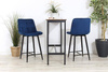 Welurowe krzesło barowe niskie PROXI pikowane granatowe na czarnych nogach