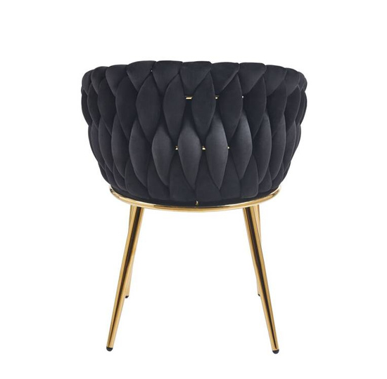 Krzesło welurowe Rosa 2 w czerni z luksusowym złotem