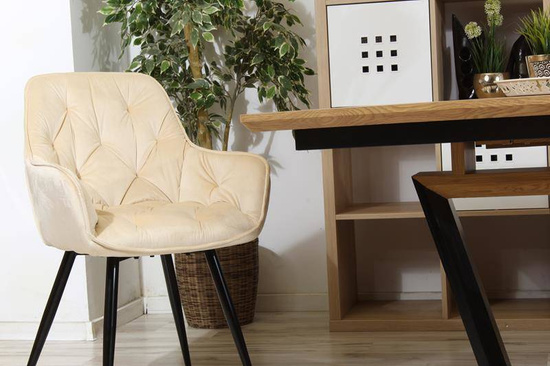 Krzesło fotelowe z podłokietnikami AURORA | beżowy welur, styl loft
