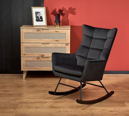 Fotel bujany BAZALTO w czarnym welurze