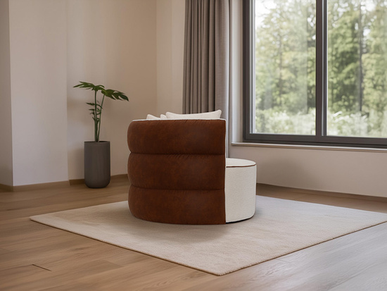 Nowoczesna okrągła sofa dwuosobowa LORIS z ergonomicznym oparciem