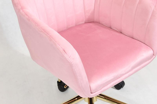 Fotel kubełkowy do biurka FABIO różowy/złoty