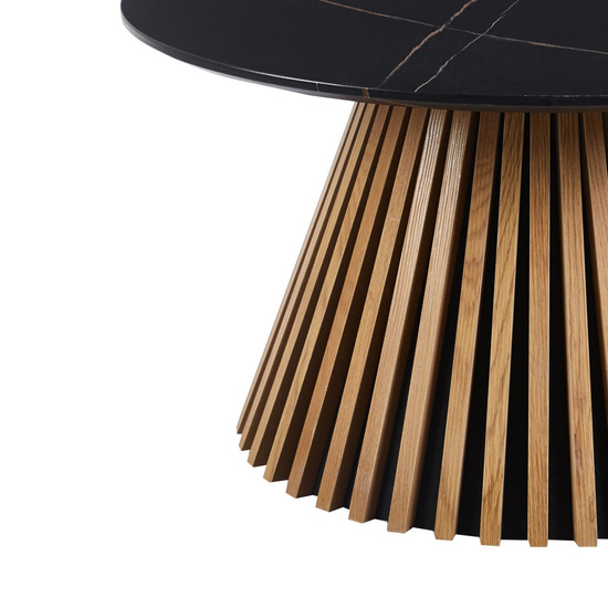 Elegancka ława okrągła 80 w kolorze czarny / dąb