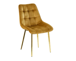 Welurowe Krzesło do jadalni IVO miodowe ze złotymi nogami