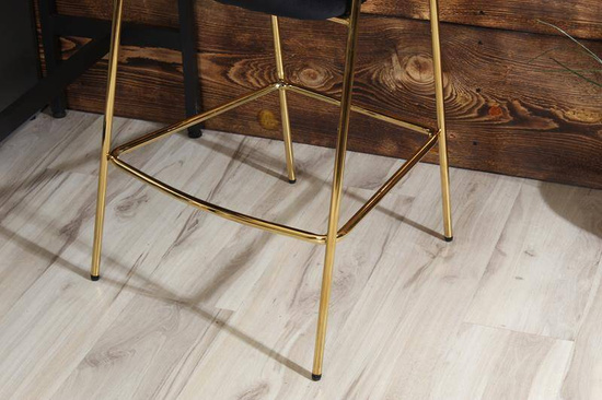 Krzesło barowe w stylu glamour MARGO czarny welur /złoty