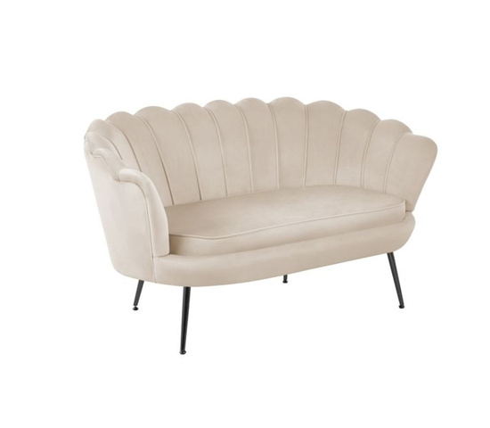 Sofa VIDAL w beżowym welurze na czarnych nóżkach