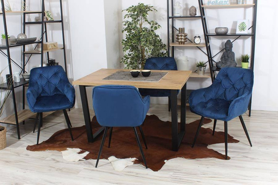 Krzesło fotelowe z podłokietnikami AURORA | granatowy welur, styl loft