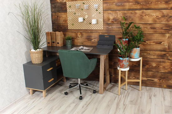 Fotel kubełkowy do biurka  FABIO zielony/chrom