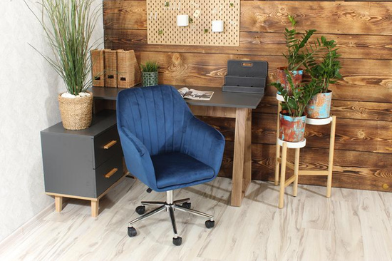 Fotel kubełkowy do biurka FABIO granatowy/chrom