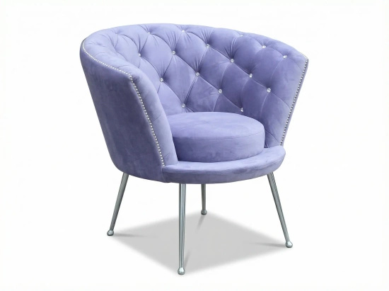 Tapicerowany fotel muszelka ARISTA z pikowanym oparciem