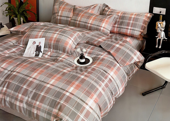 Pościel w kratkę 160 x 200 3cz Satyna Bawełniana nr A1814