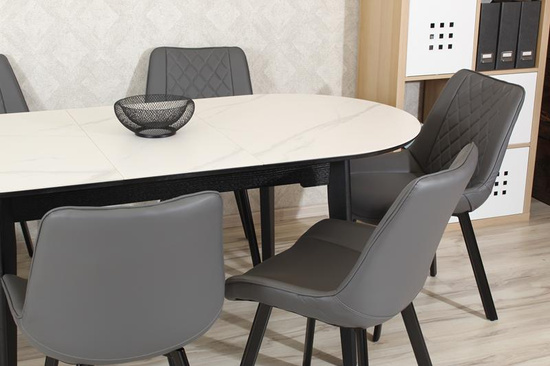 Tapicerowane krzesło do jadalni DORA | szara ekoskóra