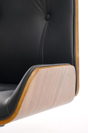 Fotel gabinetowy WEBSTER czarna ekoskóra z orzechowym wykończeniem 