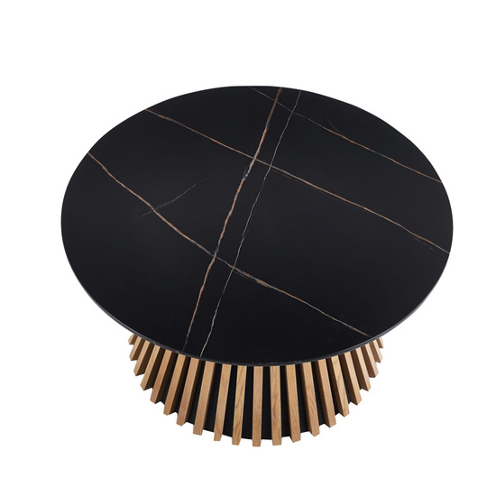 Elegancka ława okrągła 80 w kolorze czarny / dąb