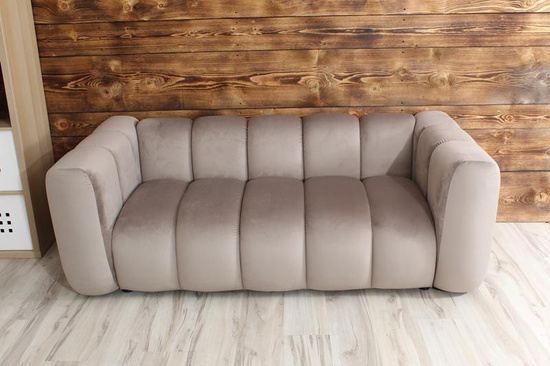 Sofa dwuosobowa na recepcję nowoczesna SOMA 2 tapicerowana jasny szary welur