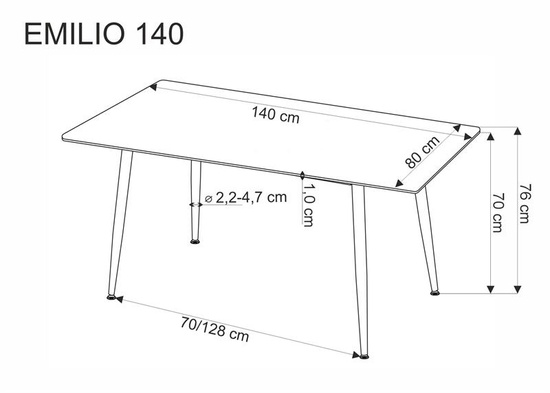 Designerski stół EMILIO 140 w kolorze biały marmur/czarny