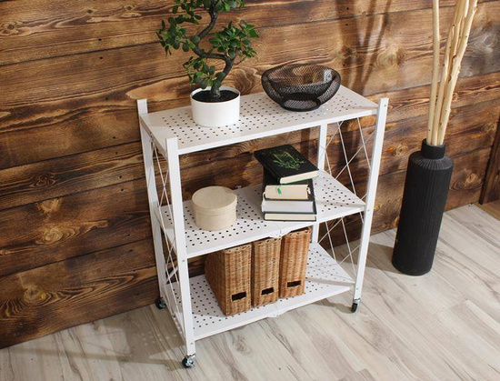 Metalowy regał składany z trzema półkami BRUNO 3P biały